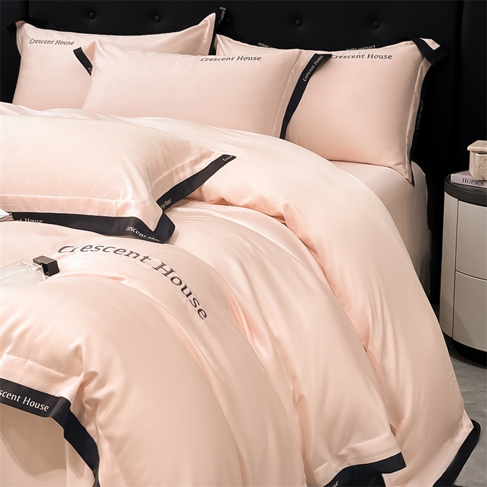 91家纺网 家纺一手货源 找家纺 笙意家纺 2025新款轻奢时尚水洗冰丝四件套-奥芬系列 奥芬-奶油粉