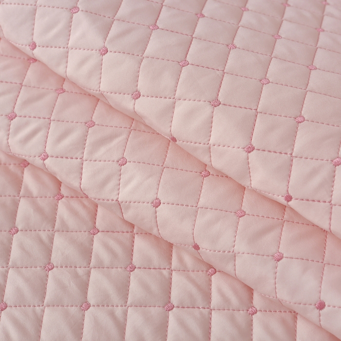 91家纺网 家纺一手货源 找家纺 OL家纺2025新款玉锦缎纯色床盖三件套-巴格莉 浅玉