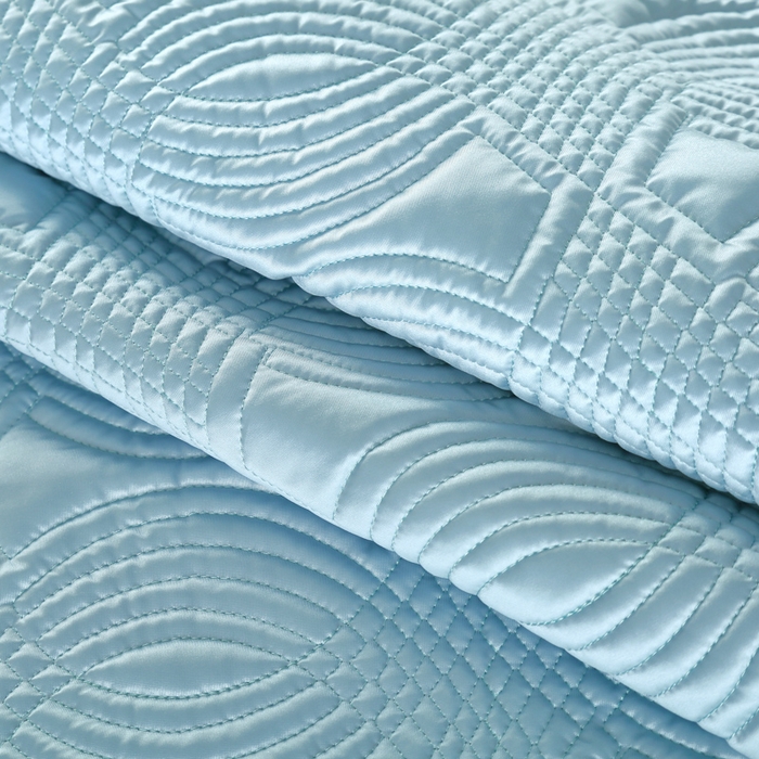 91家纺网 家纺一手货源 找家纺 OL家纺2025新款冰丝绸夏被床盖款三件套 天空蓝