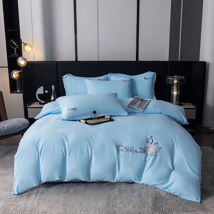 丫丫家纺 2025纯色绣花四件套 花梦-冰雪兰