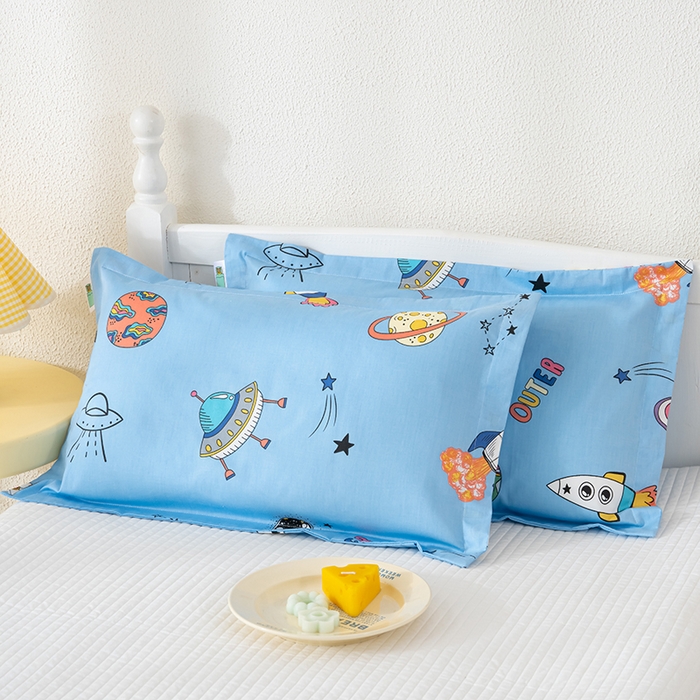 91家纺网 家纺一手货源 找家纺 良佐生活 2025新款A类高支高密全棉压线儿童枕套纯棉学生枕头套 星球大战