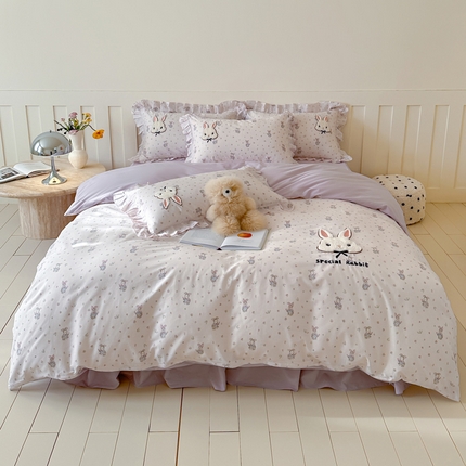 卡巴伦 床裙款-全棉卡通刺绣套件 雪兔精灵