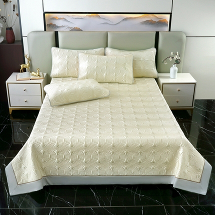 OL家纺2025新款冰丝绸夏被床盖款三件套 柠檬黄