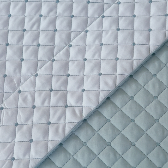 91家纺网 家纺一手货源 找家纺 OL家纺2025新款玉锦缎纯色床盖三件套-巴格莉 深蓝