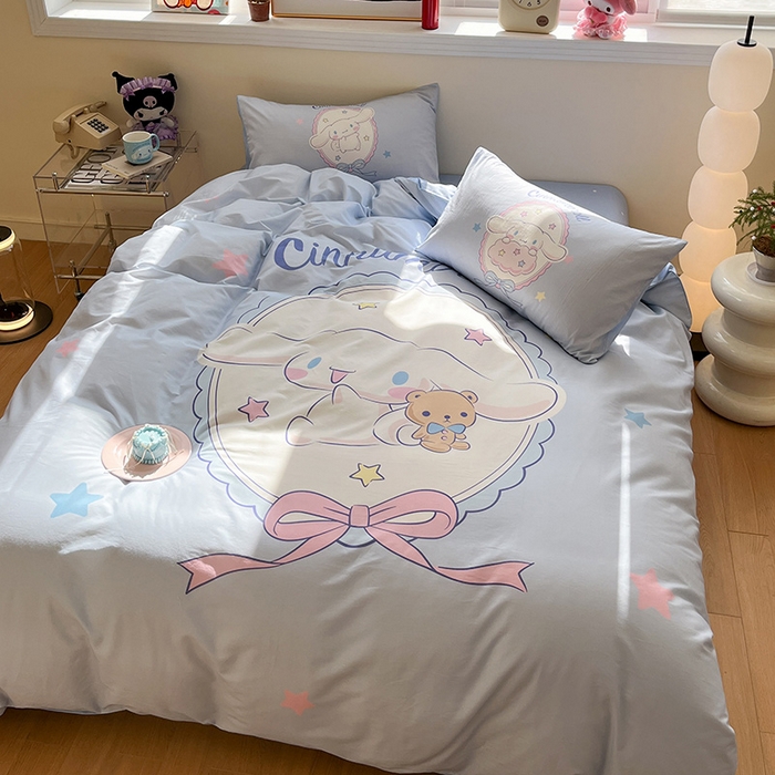 91家纺网 家纺一手货源 找家纺 蓝邻家纺 2025新款全棉大版三丽鸥四件套系列 大耳狗