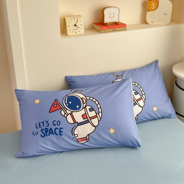 91家纺网 家纺一手货源 找家纺 金爱家 2025新款太空人纯棉四件套 火箭太空人