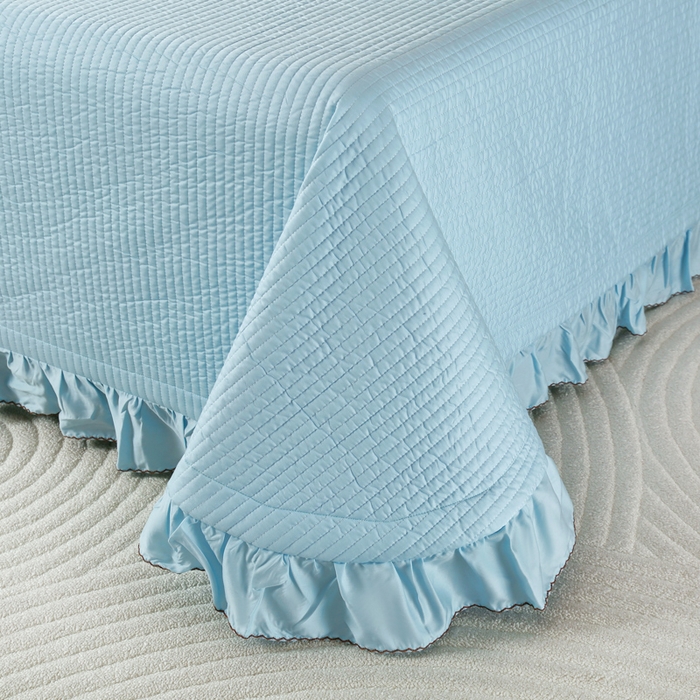 91家纺网 家纺一手货源 找家纺 OL家纺2025新款天丝床盖三件套系列-蒲公英 秋波蓝