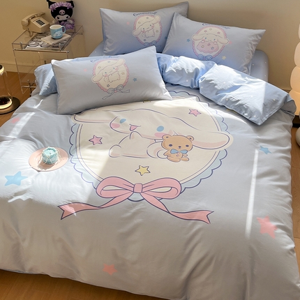 91家纺网 家纺一手货源 找家纺 蓝邻家纺 2025新款全棉大版三丽鸥四件套系列 大耳狗