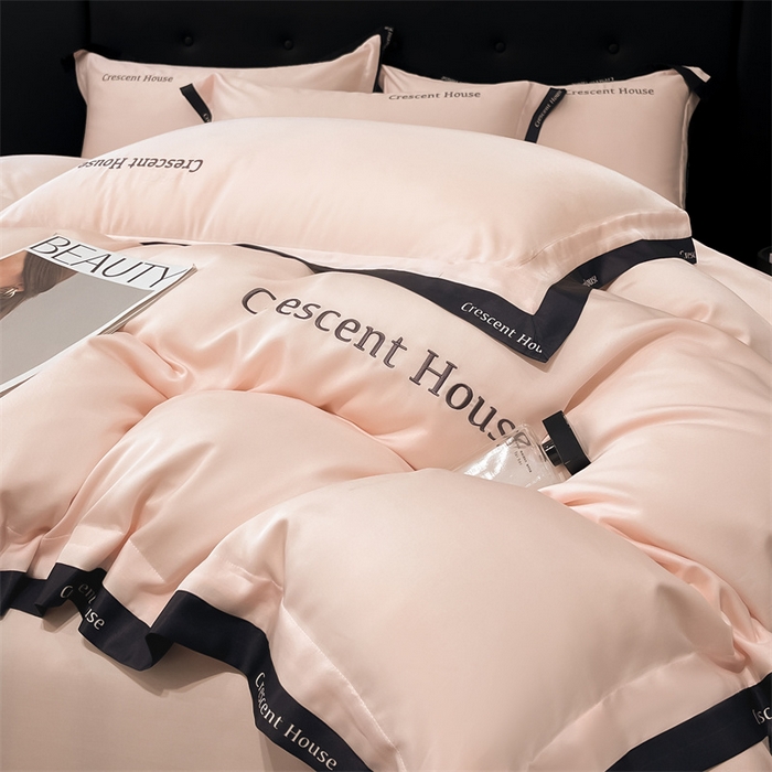 91家纺网 家纺一手货源 找家纺 笙意家纺 2025新款轻奢时尚水洗冰丝四件套-奥芬系列 奥芬-奶油粉