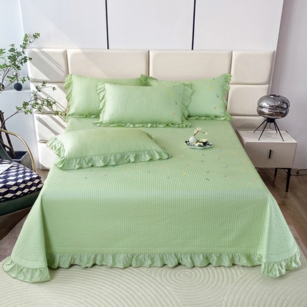 OL家纺2025新款天丝床盖三件套系列-清新交响曲 苹果绿