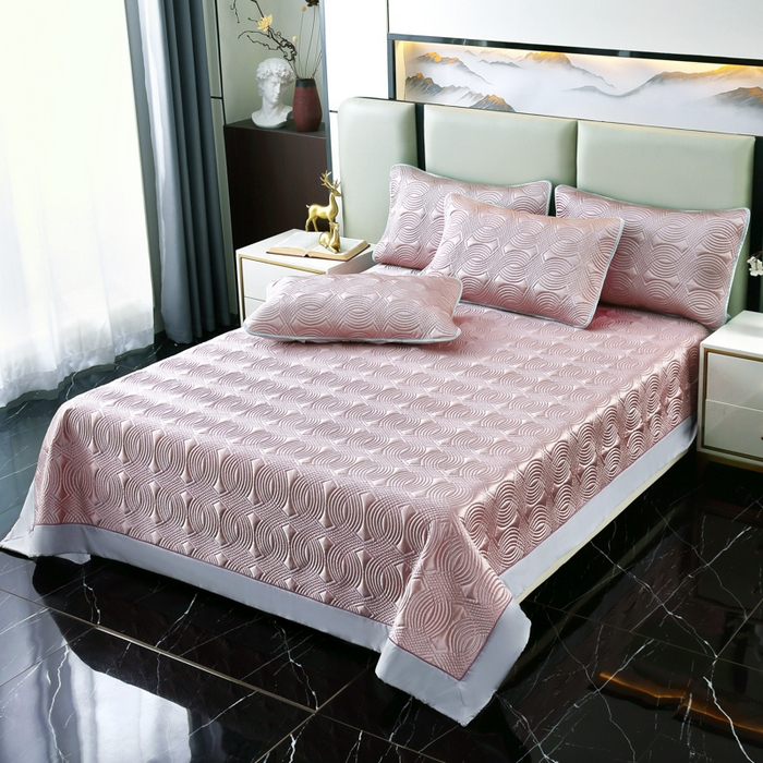 91家纺网 家纺一手货源 找家纺 OL家纺2025新款冰丝绸夏被床盖款三件套 薄藤紫