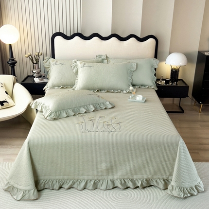 OL家纺2025新款天丝床盖三件套系列-蒲公英 沙滩灰
