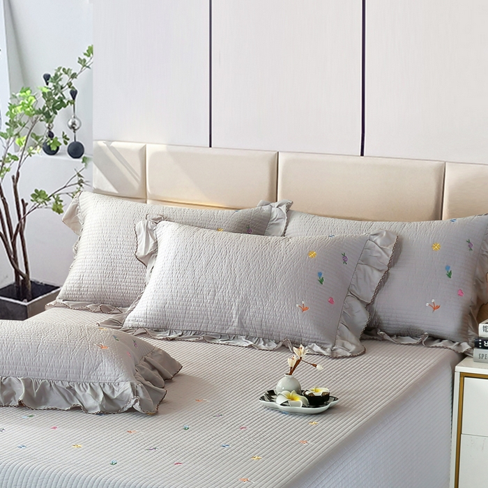 91家纺网 家纺一手货源 找家纺 OL家纺2025新款天丝床盖三件套系列-清新交响曲 玛瑙灰