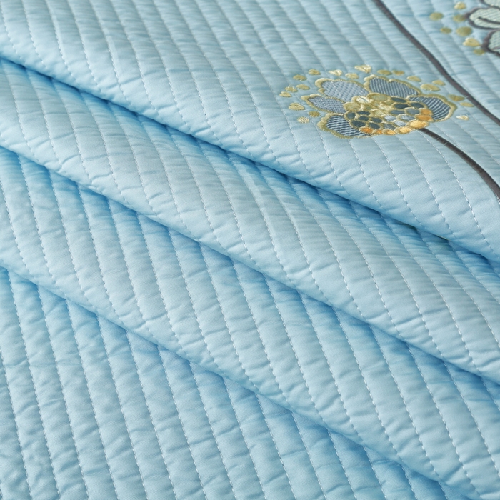 91家纺网 家纺一手货源 找家纺 OL家纺2025新款天丝床盖三件套系列-蒲公英 秋波蓝