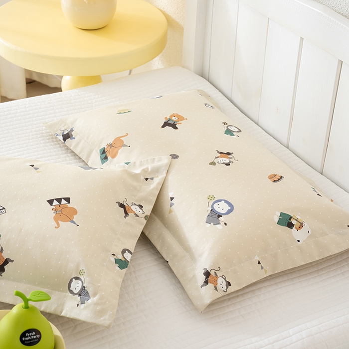 91家纺网 家纺一手货源 找家纺 良佐生活 2025新款A类高支高密全棉压线儿童枕套纯棉学生枕头套 贝塔-黄