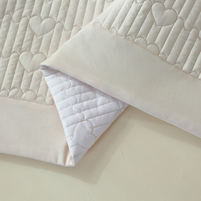 91家纺网 家纺一手货源 找家纺 OL家纺2025新款玉锦缎纯色床盖三件套-薰衣草 米色