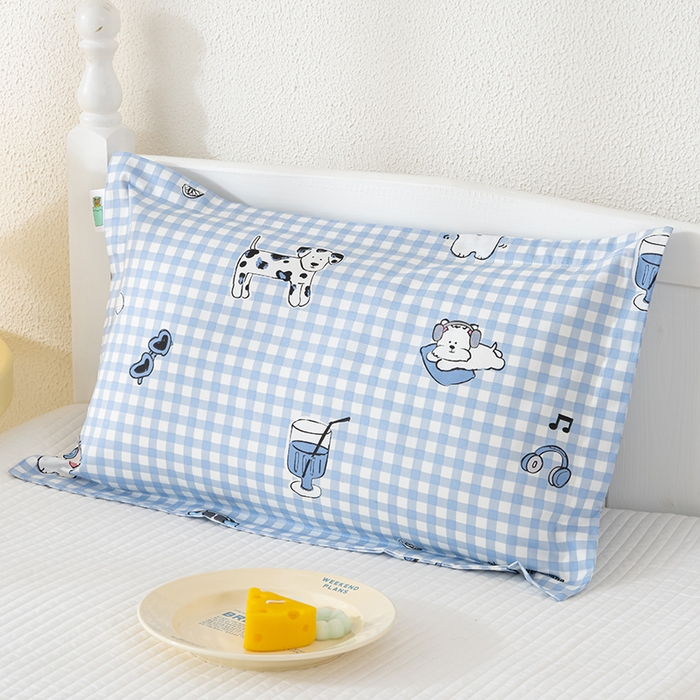 91家纺网 家纺一手货源 找家纺 良佐生活 2025新款A类高支高密全棉压线儿童枕套纯棉学生枕头套 布奇