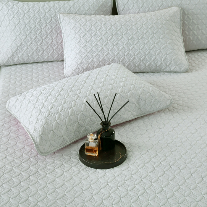 91家纺网 家纺一手货源 找家纺 OL家纺2025新款凉感丝夏被床盖款三件套 浅米灰