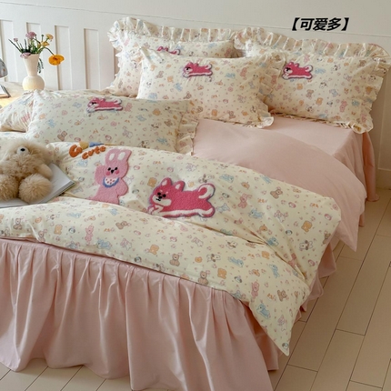 91家纺网 家纺一手货源 找家纺 （总）卡巴伦 床裙款-全棉卡通刺绣套件