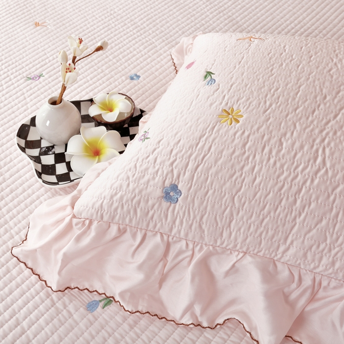 91家纺网 家纺一手货源 找家纺 OL家纺2025新款天丝床盖三件套系列-清新交响曲 肉桂粉