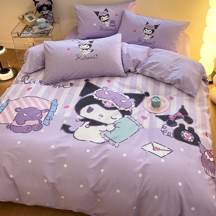 91家纺网 家纺一手货源 找家纺 蓝邻家纺 2025新款全棉大版三丽鸥四件套系列 糖果