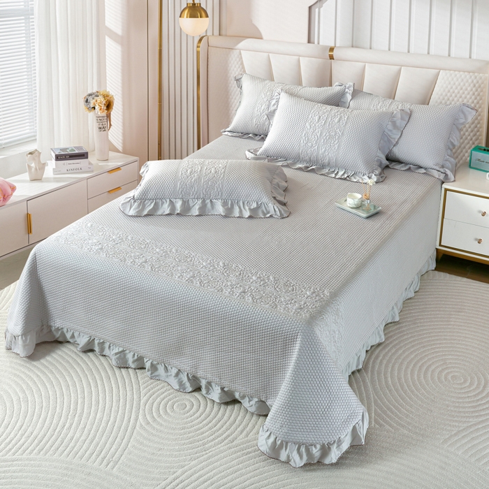 91家纺网 家纺一手货源 找家纺 OL家纺2025新款天丝床盖三件套系列-牡丹 玛瑙灰