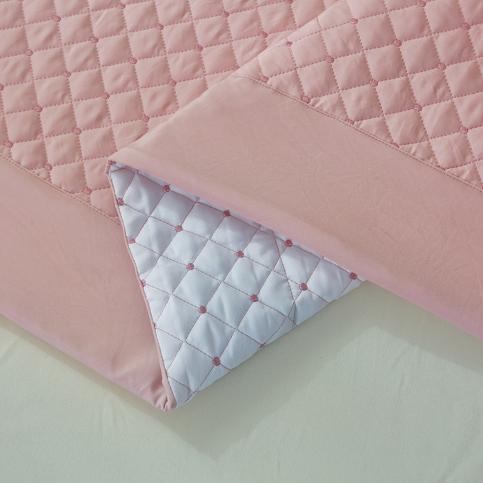 91家纺网 家纺一手货源 找家纺 OL家纺2025新款玉锦缎纯色床盖三件套-巴格莉 豆沙