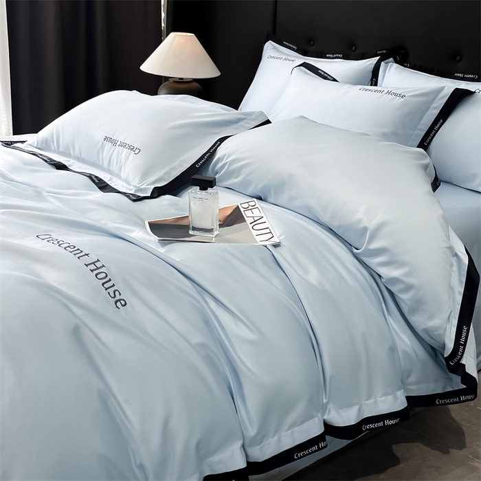 91家纺网 家纺一手货源 找家纺 笙意家纺 2025新款轻奢时尚水洗冰丝四件套-奥芬系列 奥芬-天空蓝