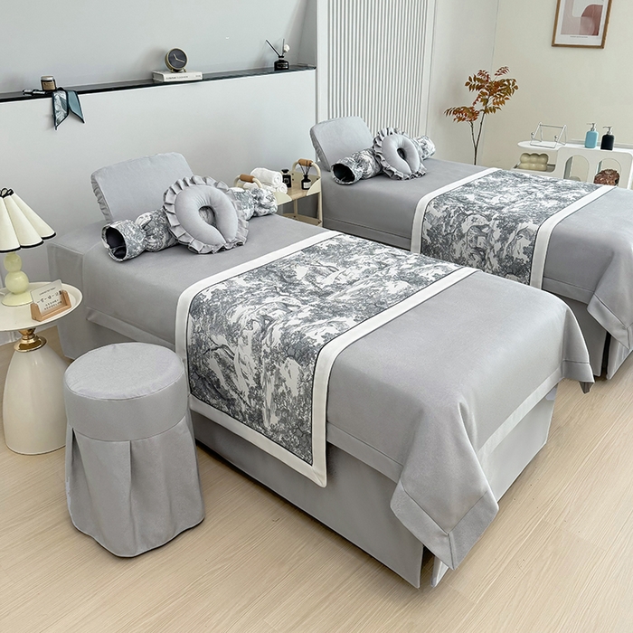 91家纺网 家纺一手货源 找家纺 莉人坊床罩2025新款高精密布料床罩-浪漫烟花 浪漫烟花浅灰色