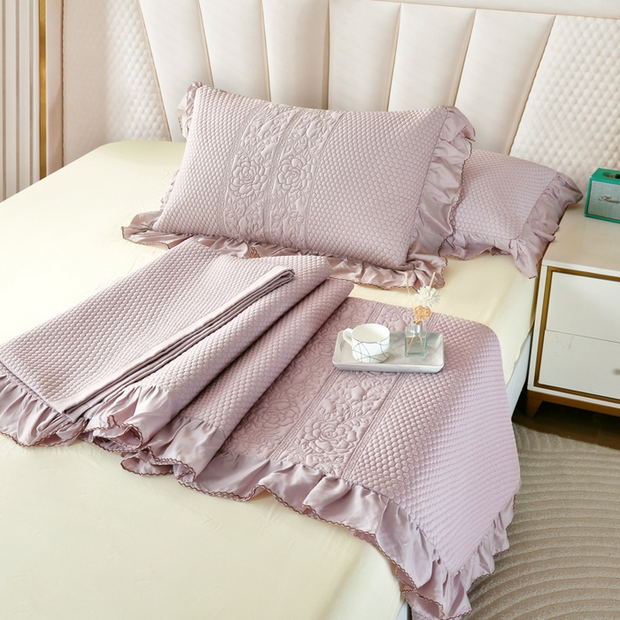 91家纺网 家纺一手货源 找家纺 OL家纺2025新款天丝床盖三件套系列-牡丹 芋头紫