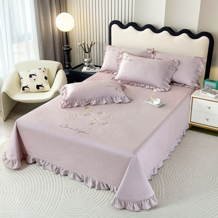 91家纺网 家纺一手货源 找家纺 OL家纺2025新款天丝床盖三件套系列-蒲公英 芋头紫