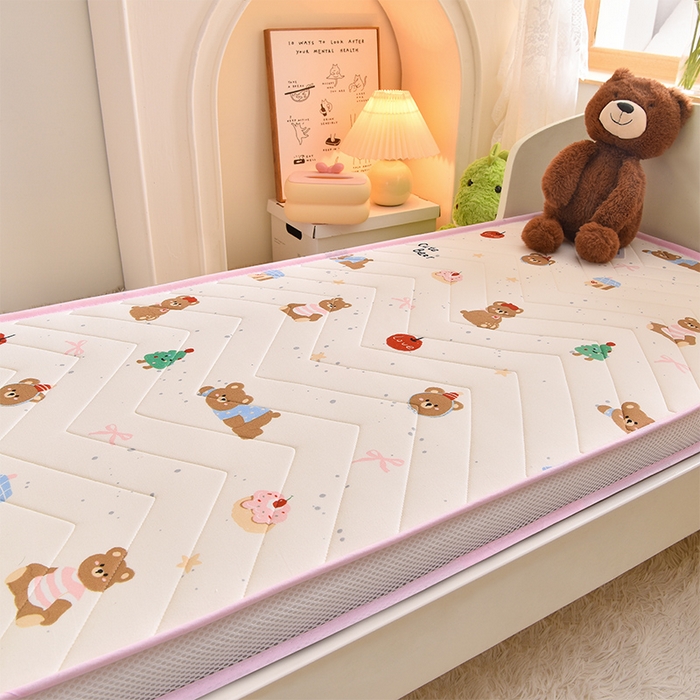 91家纺网 家纺一手货源 找家纺 嗨生活  2025年加厚针织棉乳胶床垫 幼儿园床垫 床褥 儿童床垫 立体款 甜品小熊