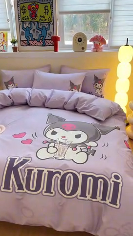 91家纺网 家纺一手货源 找家纺 蓝邻家纺 2025新款全棉大版三丽鸥四件套系列 饮料