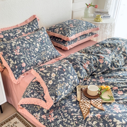 91家纺网 家纺一手货源 找家纺 （总）KA家纺 2025新款13372复古全棉花边四件套