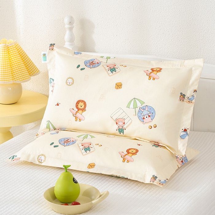 91家纺网 家纺一手货源 找家纺 良佐生活 2025新款A类高支高密全棉压线儿童枕套纯棉学生枕头套 小欢喜