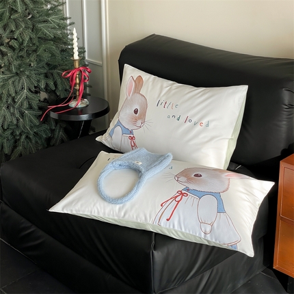 FORTWO家纺 50支全棉长绒棉卡通印花枕套-一对 椰椰兔枕套