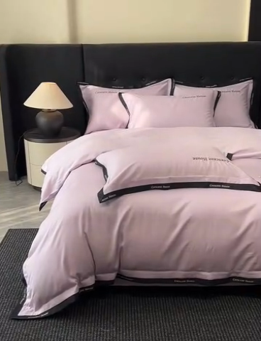 91家纺网 家纺一手货源 找家纺 笙意家纺 2025新款轻奢时尚水洗冰丝四件套-奥芬系列 奥芬-星黛紫