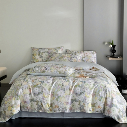 优贝 2025新款100%兰精天丝60S数码印花天丝四件套 繁花挽风