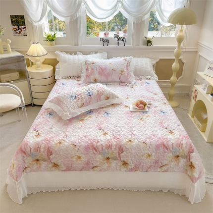 迪梦思家纺 2025新款A类莱赛尔兰精天丝韩版印花床盖床裙床褥夏被 床盖-芬芳