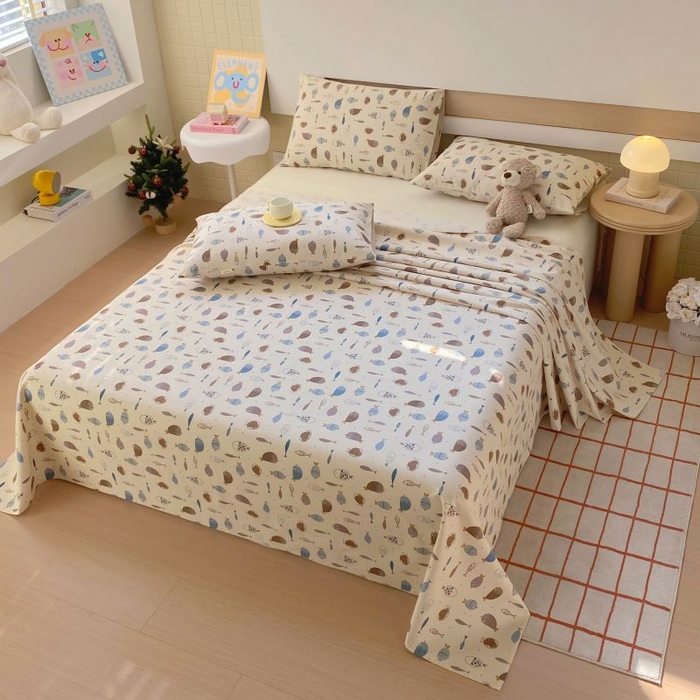 91家纺网 家纺一手货源 找家纺 ME/ERA HOME寐时代 2025新款全棉老粗布床单款三件套 全棉卡通-海底世界