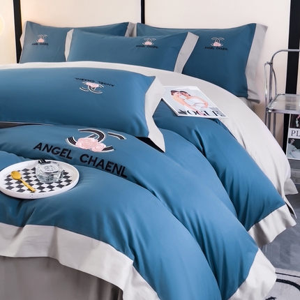 KA家纺 2025春夏新品60S全棉绣花礼盒装四件套-相约系列 相约宾利蓝