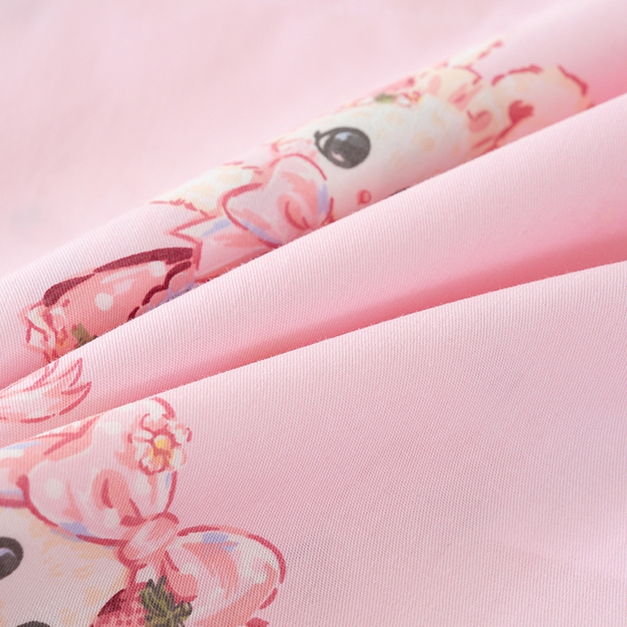 91家纺网 家纺一手货源 找家纺 良佐生活 2025新款A类高支高密全棉压线儿童枕套纯棉学生枕头套 草莓小兔