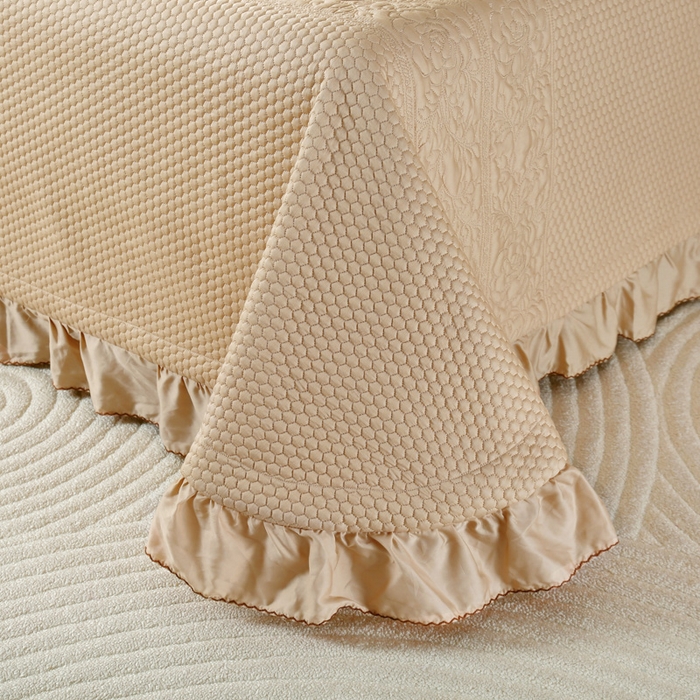 91家纺网 家纺一手货源 找家纺 OL家纺2025新款天丝床盖三件套系列-牡丹 枣栗色