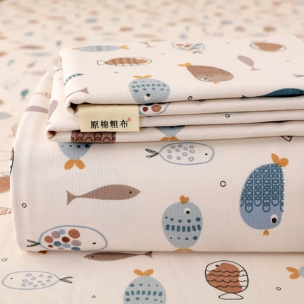 ME/ERA HOME寐时代 2025新款全棉老粗布床单款三件套 全棉卡通-海底世界