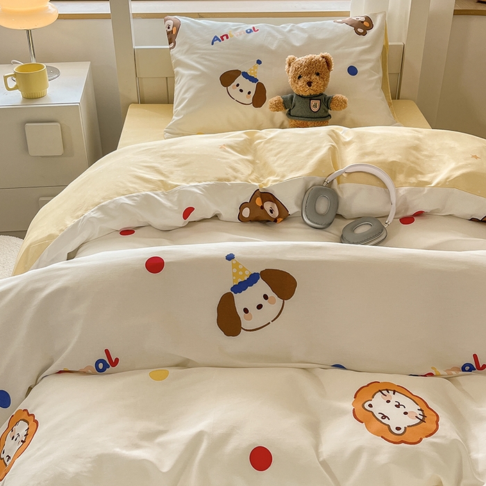 91家纺网 家纺一手货源 找家纺 慕尚家纺 2025新款全棉印花学生三件套套件 艾米熊