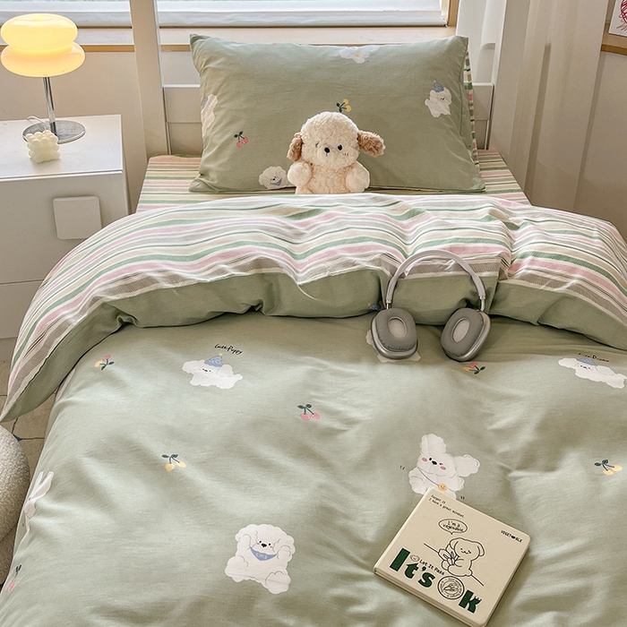 91家纺网 家纺一手货源 找家纺 慕尚家纺 2025新款全棉印花学生三件套套件 汪可爱