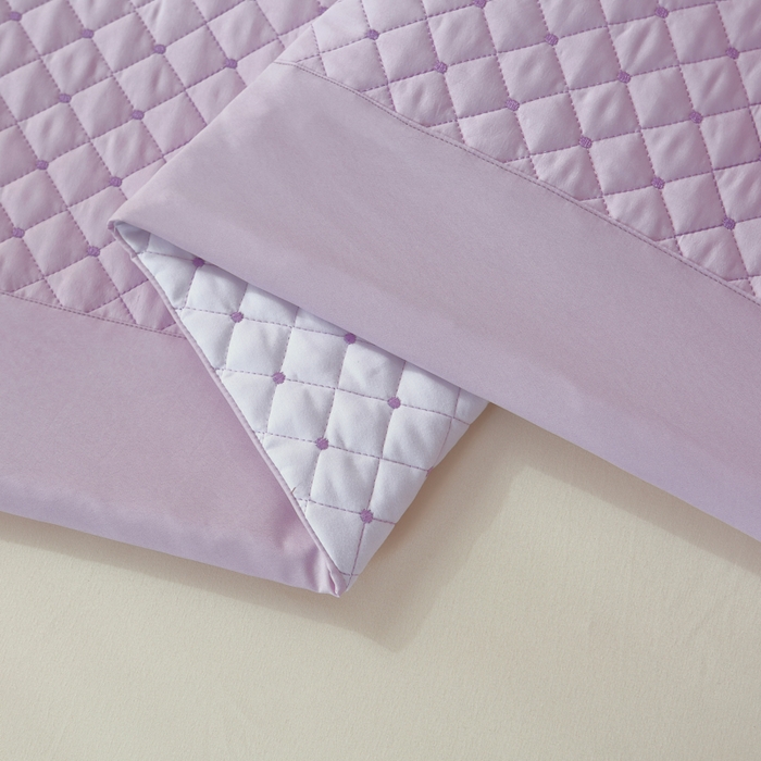 91家纺网 家纺一手货源 找家纺 OL家纺2025新款玉锦缎纯色床盖三件套-巴格莉 紫色