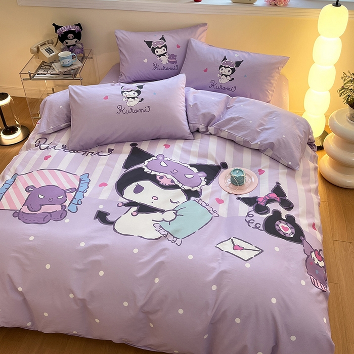 91家纺网 家纺一手货源 找家纺 蓝邻家纺 2025新款全棉大版三丽鸥四件套系列 糖果