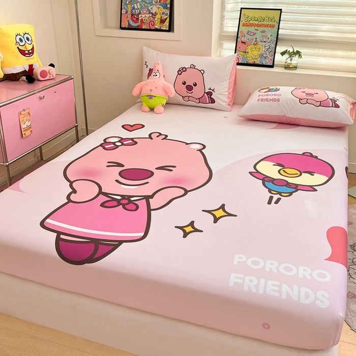 91家纺网 家纺一手货源 找家纺 金爱家 2025新款全棉大版单品波乐乐床笠 棉单品波乐乐-甜心朋友