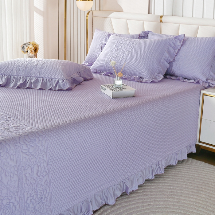 91家纺网 家纺一手货源 找家纺 OL家纺2025新款天丝床盖三件套系列-牡丹 薰衣紫